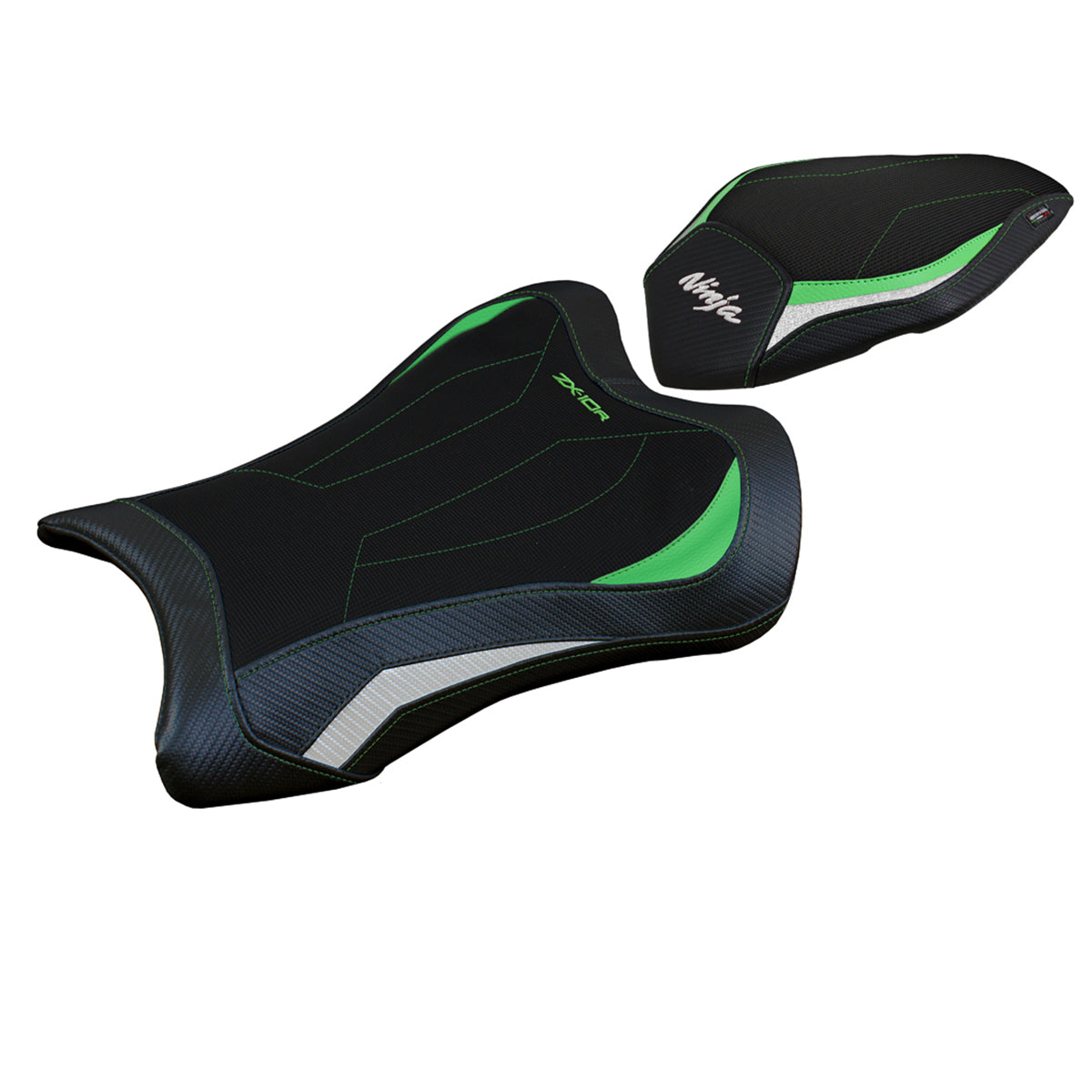 Kawasaki Ninja ZX10R 2021-2025 Seat Cover Tappezzeria Italia Comfort in Green and White