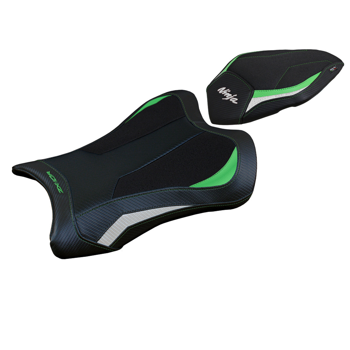 Kawasaki Ninja ZX10R 2021-2025 Seat Cover Tappezzeria Italia Ultragrip in Green and White