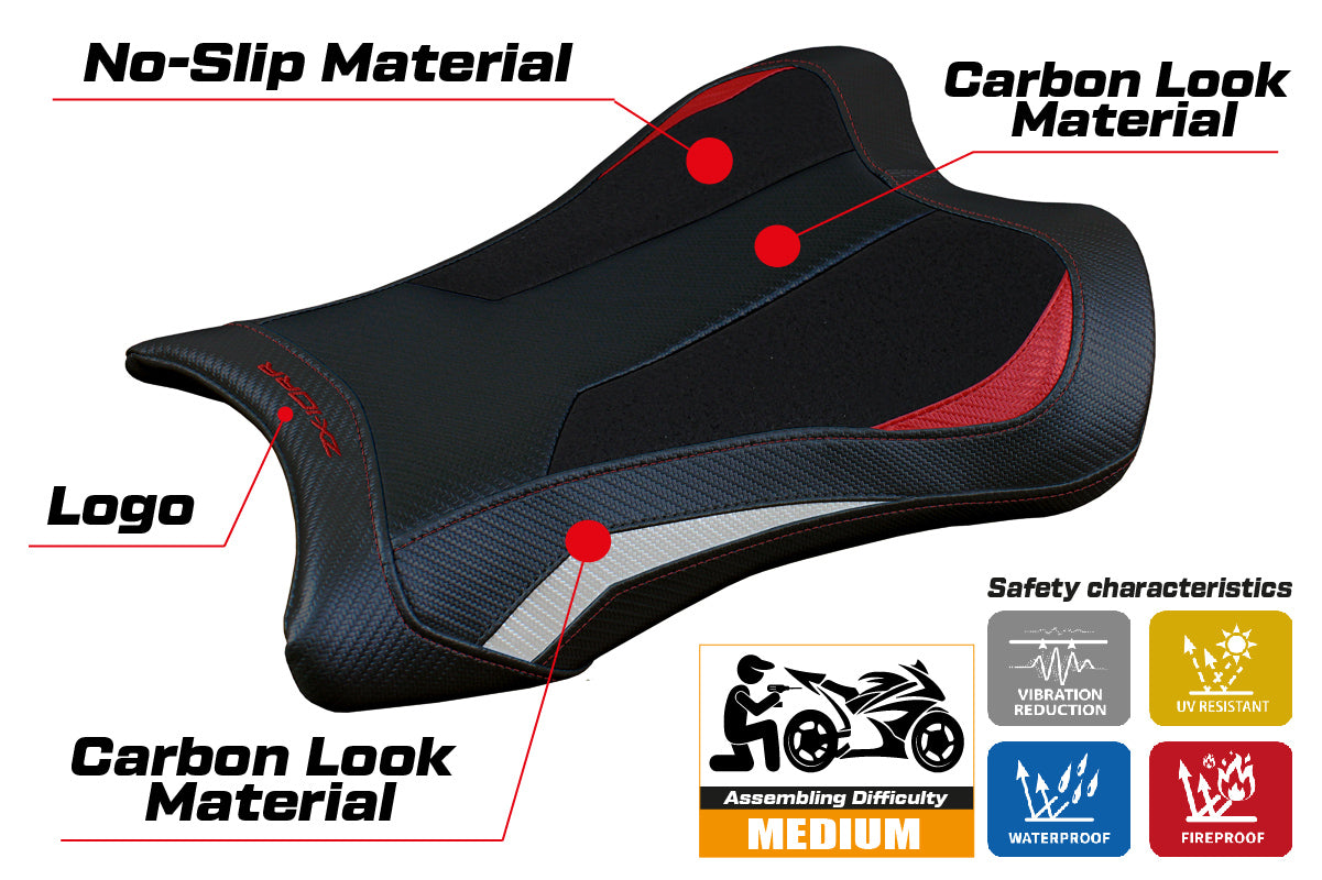 Kawasaki Ninja ZX10RR 2021-2025 Seat Cover Tappezzeria Italia Ultragrip in Red and White
