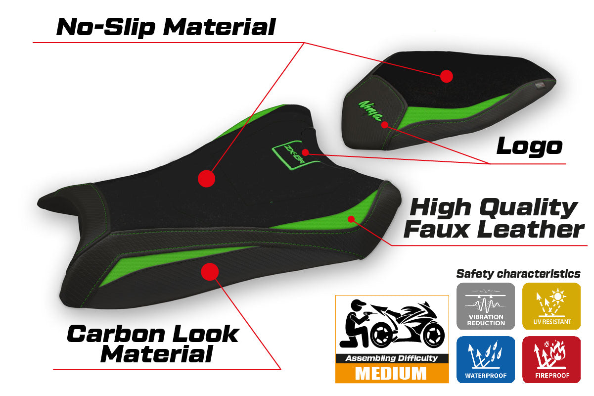 Kawasaki Ninja ZX10R 2016-2020 Seat Cover Tappezzeria Italia Green Black