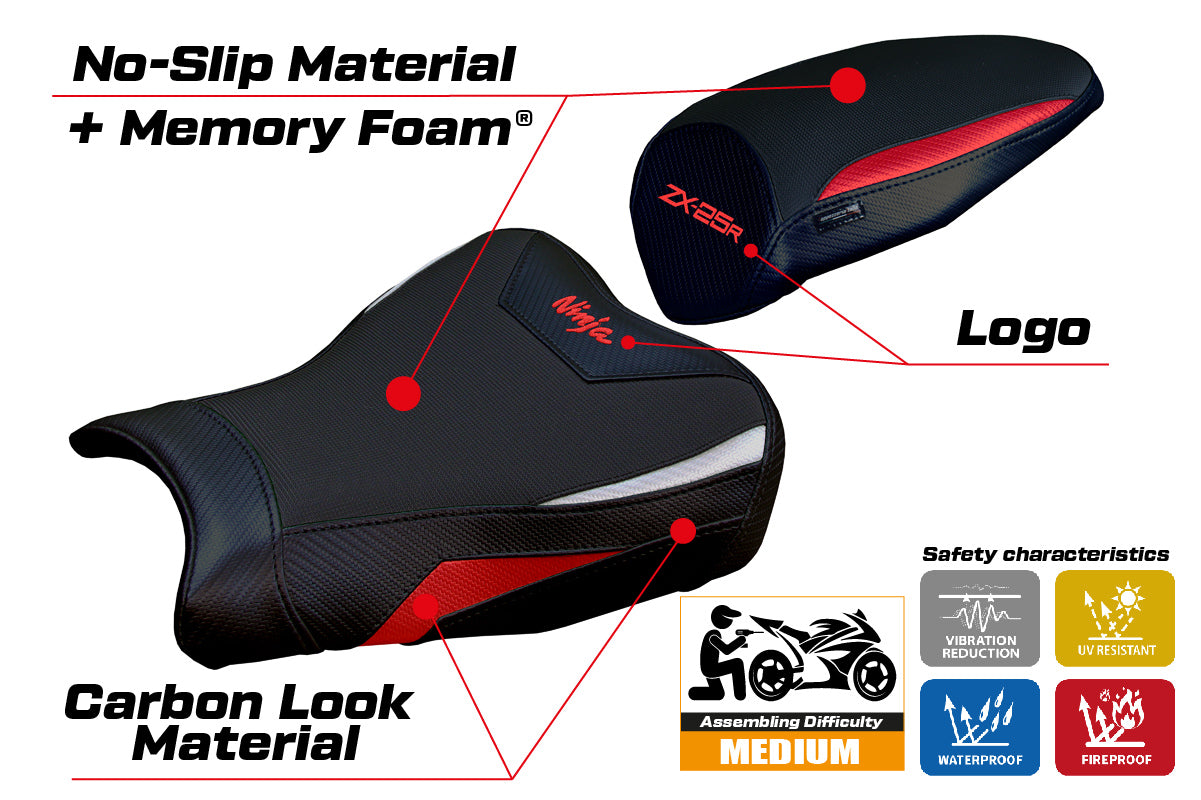 Kawasaki ZX25R 2020-2025 Seat Cover Tappezzeria Italia Comfort in Red and Silver