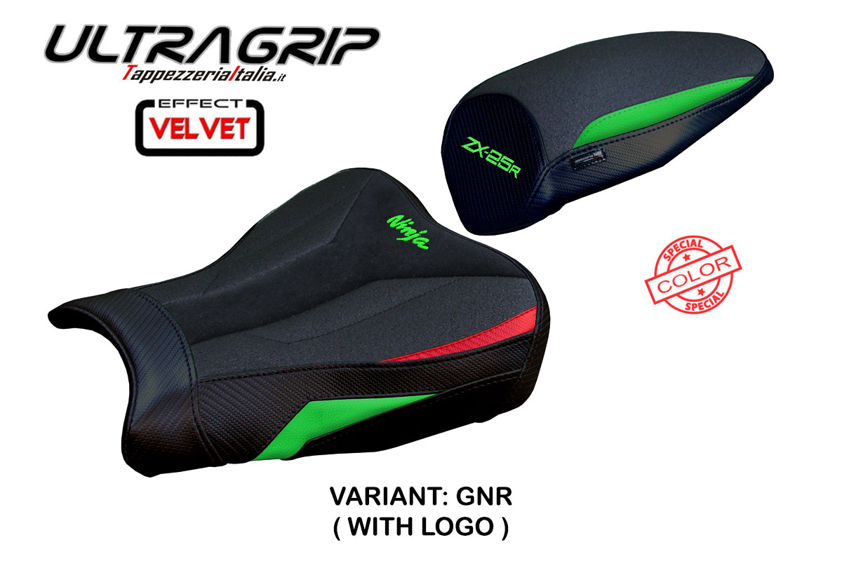 Kawasaki ZX25R 2020-2025 Seat Cover Tappezzeria Italia Ultragrip in Green and Red