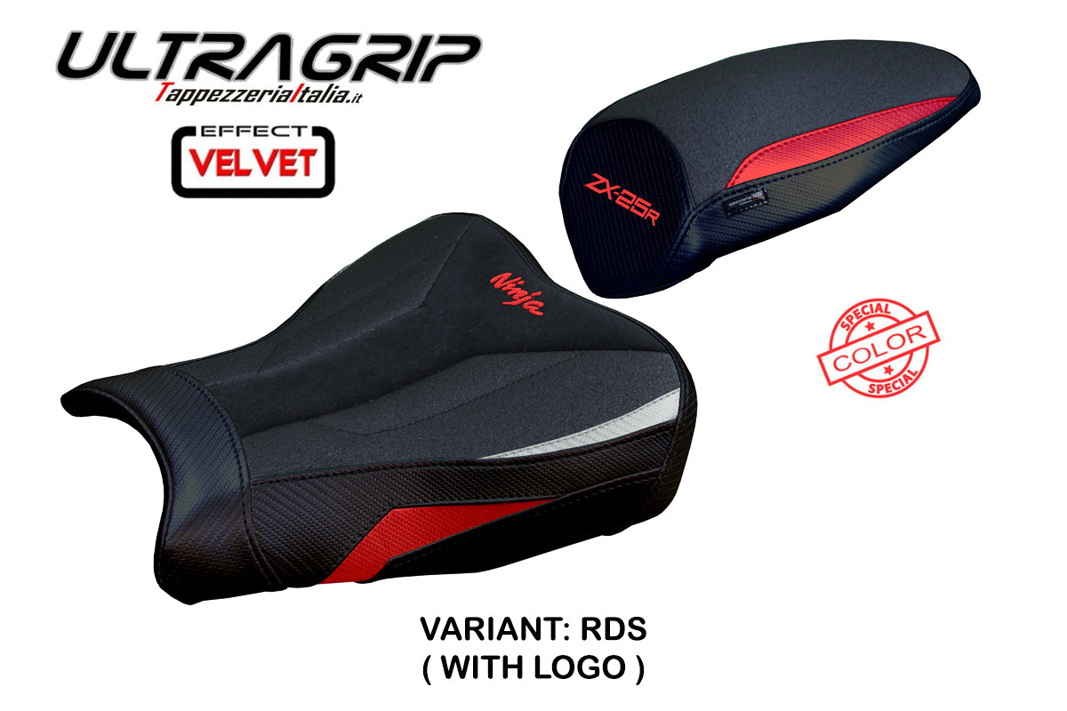 Kawasaki ZX25R 2020-2025 Seat Cover Tappezzeria Italia Ultragrip in Red and Silver