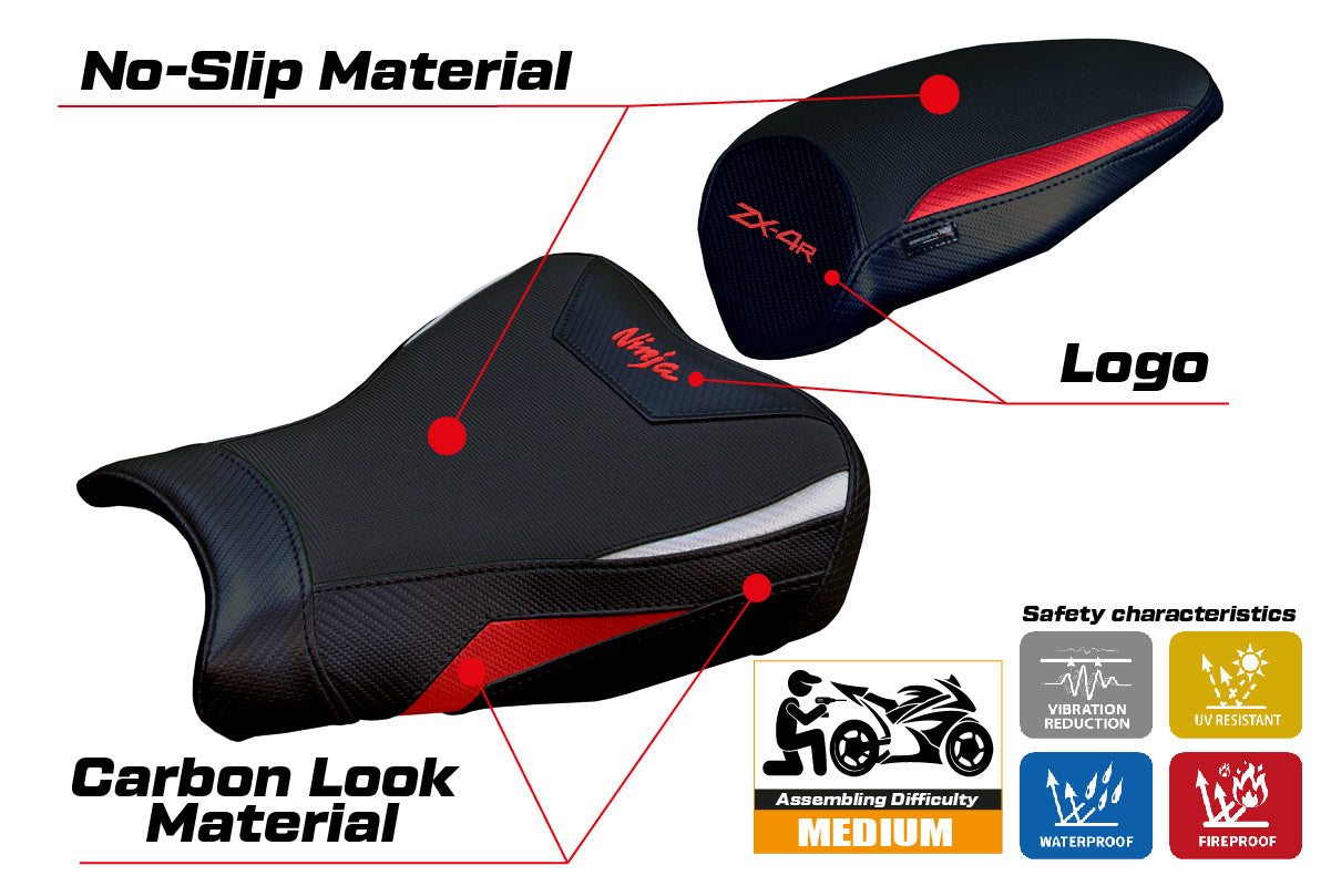 Kawasaki ZX4R 2023-2025 Seat Cover Tappezzeria Italia in Red Silver Black