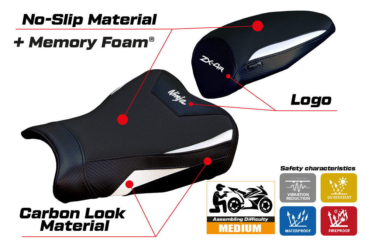 Kawasaki ZX4R 2023-2025 Seat Cover Tappezzeria Italia Comfort in White and Black