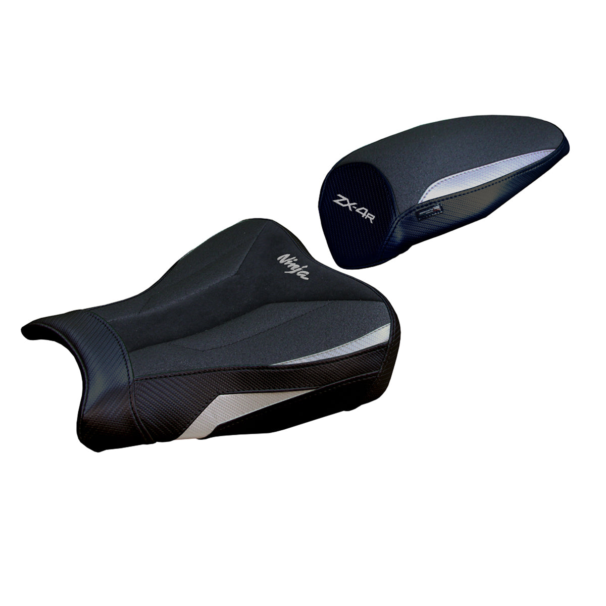 Kawasaki ZX4R 2023-2025 Seat Cover Tappezzeria Italia Ultragrip in Silver and Black