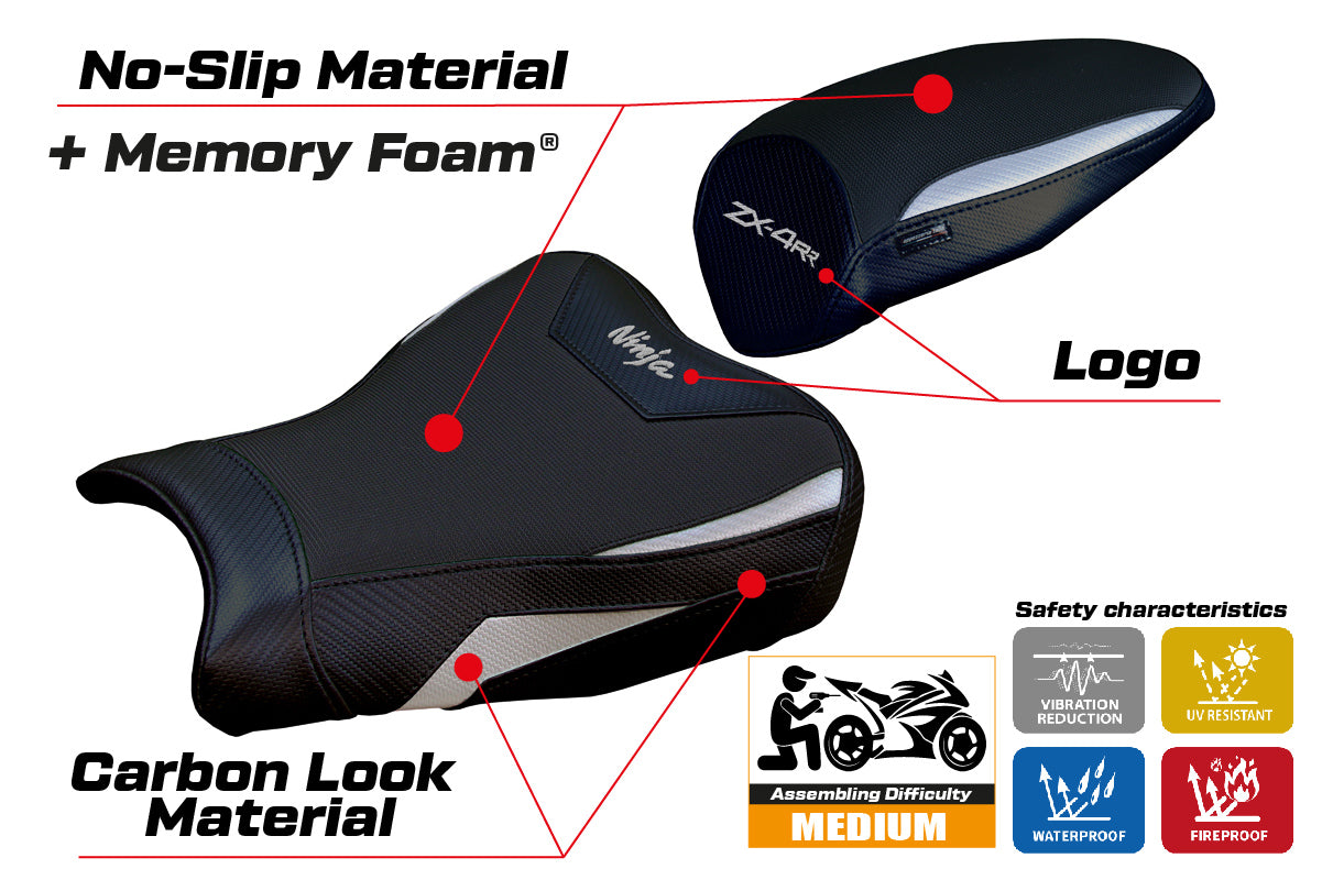 Kawasaki ZX4RR 2023-2025 Seat Cover Tappezzeria Italia Comfort in Silver and Black