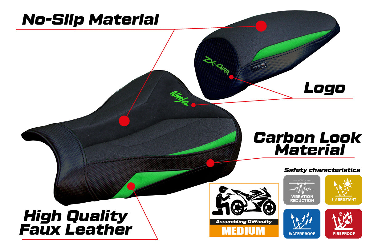 Kawasaki ZX4RR 2023-2025 Seat Cover Tappezzeria Italia Ultragrip in Green and Black