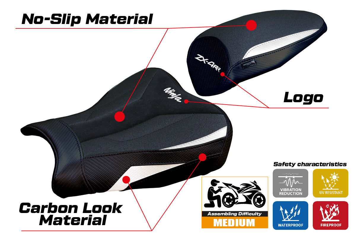 Kawasaki ZX4RR 2023-2025 Seat Cover Tappezzeria Italia Ultragrip in White and Black