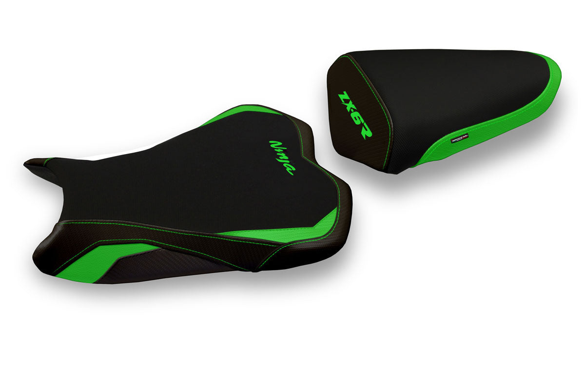 Kawasaki Ninja ZX6R 2013-2018 Seat Cover Tappezzeria Italia Green in Black