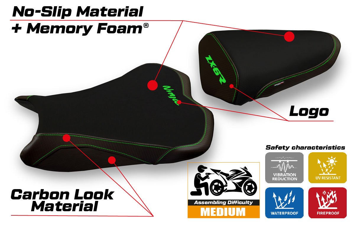 Kawasaki Ninja ZX6R 2013-2018 Seat Cover Tappezzeria Italia Comfort in Black