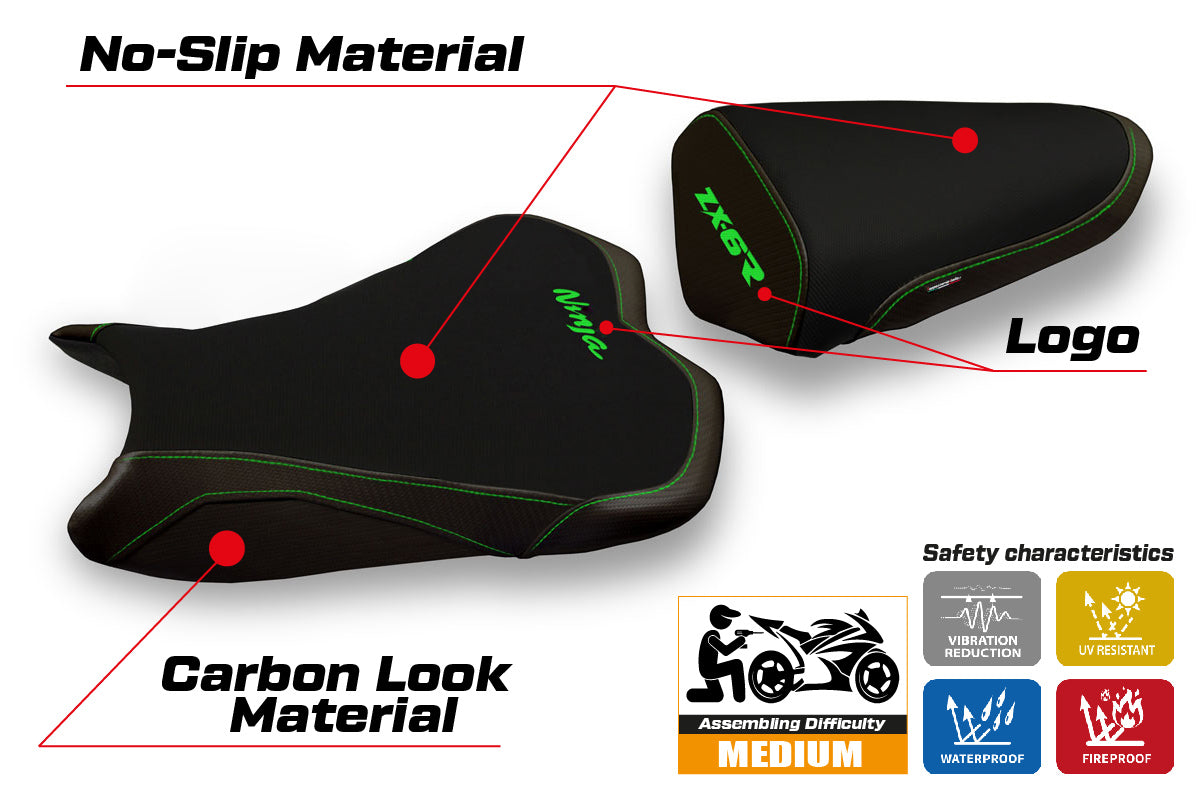 Kawasaki Ninja ZX6R 2009-2012 Seat Cover Tappezzeria Italia in Black