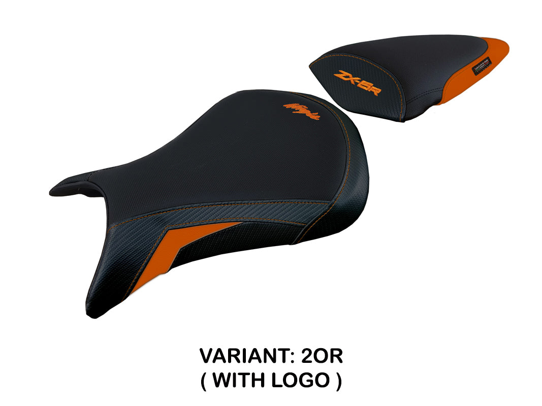 Kawasaki Ninja ZX6R 2005 2006 Seat Cover Tappezzeria Italia in Orange and Black