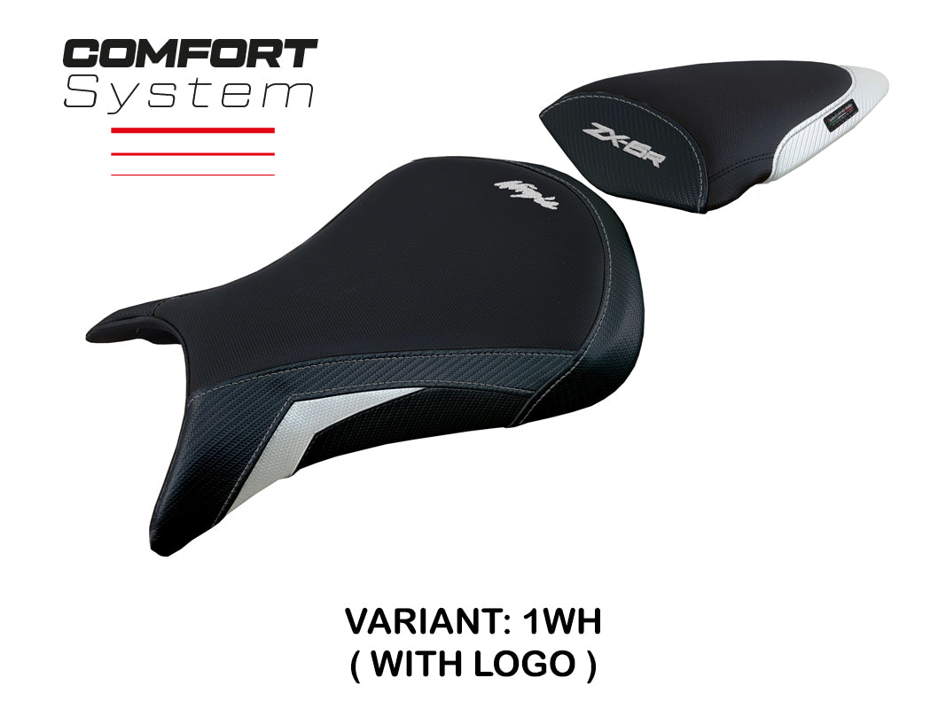 Kawasaki Ninja ZX6R 2005 2006 Seat Cover Tappezzeria Italia Comfort in White and Black