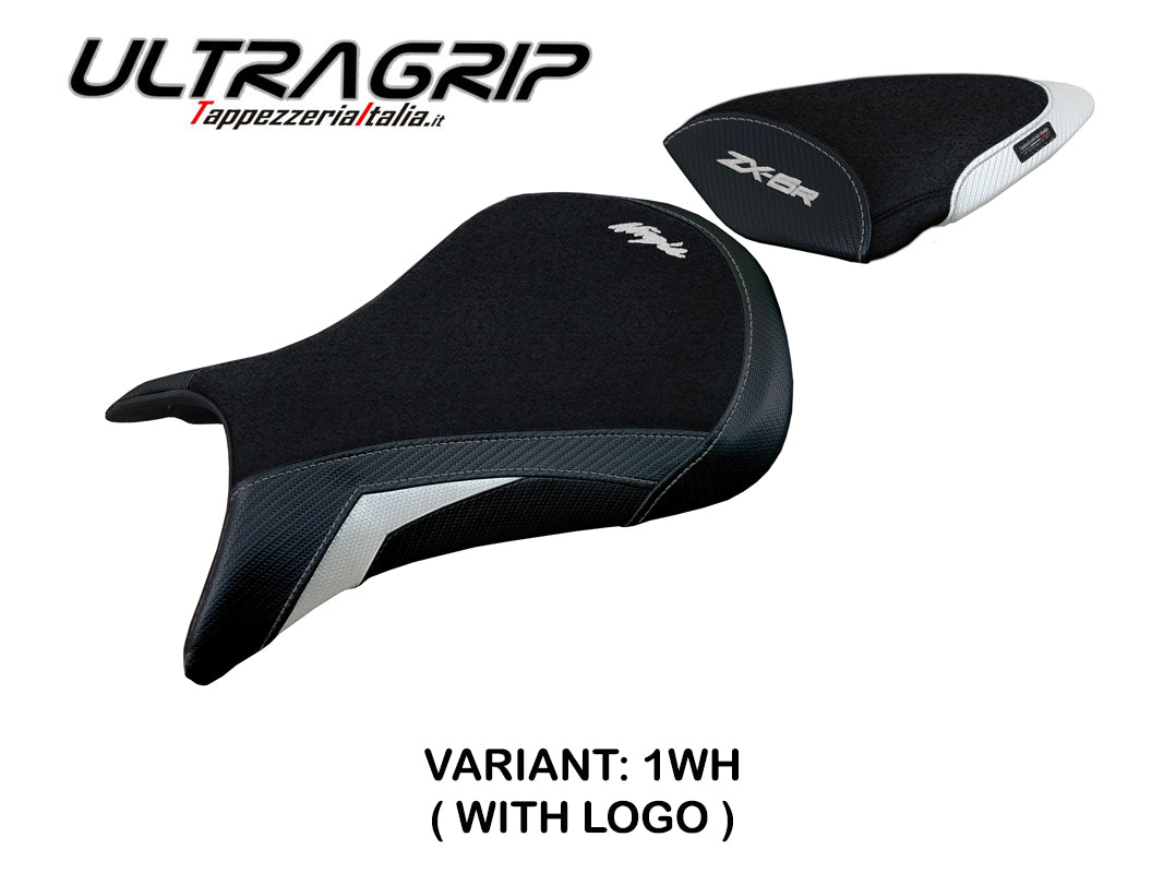 Kawasaki Ninja ZX6R 2005 2006 Seat Cover Tappezzeria Italia Ultragrip in White and Black