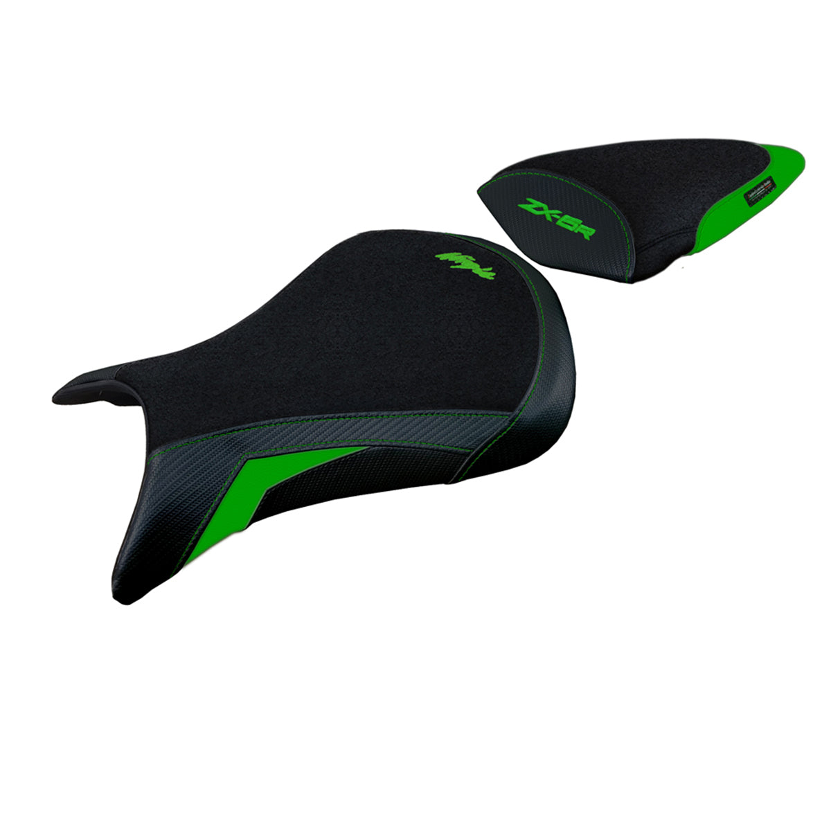 Kawasaki Ninja ZX6R 2005 2006 Seat Cover Tappezzeria Italia Ultragrip in Green and Black
