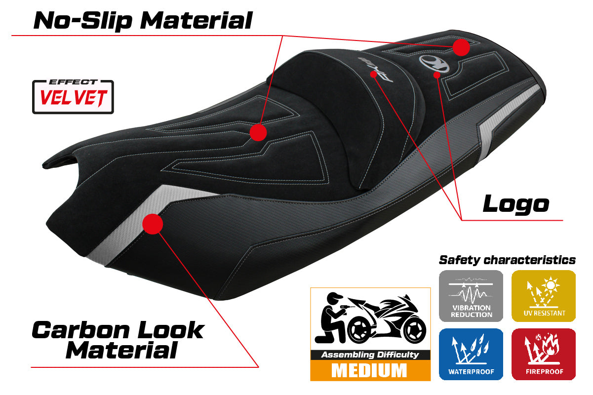 Kymco AK 550 2017-2024 Seat Cover Tappezzeria Italia in Silver and Black