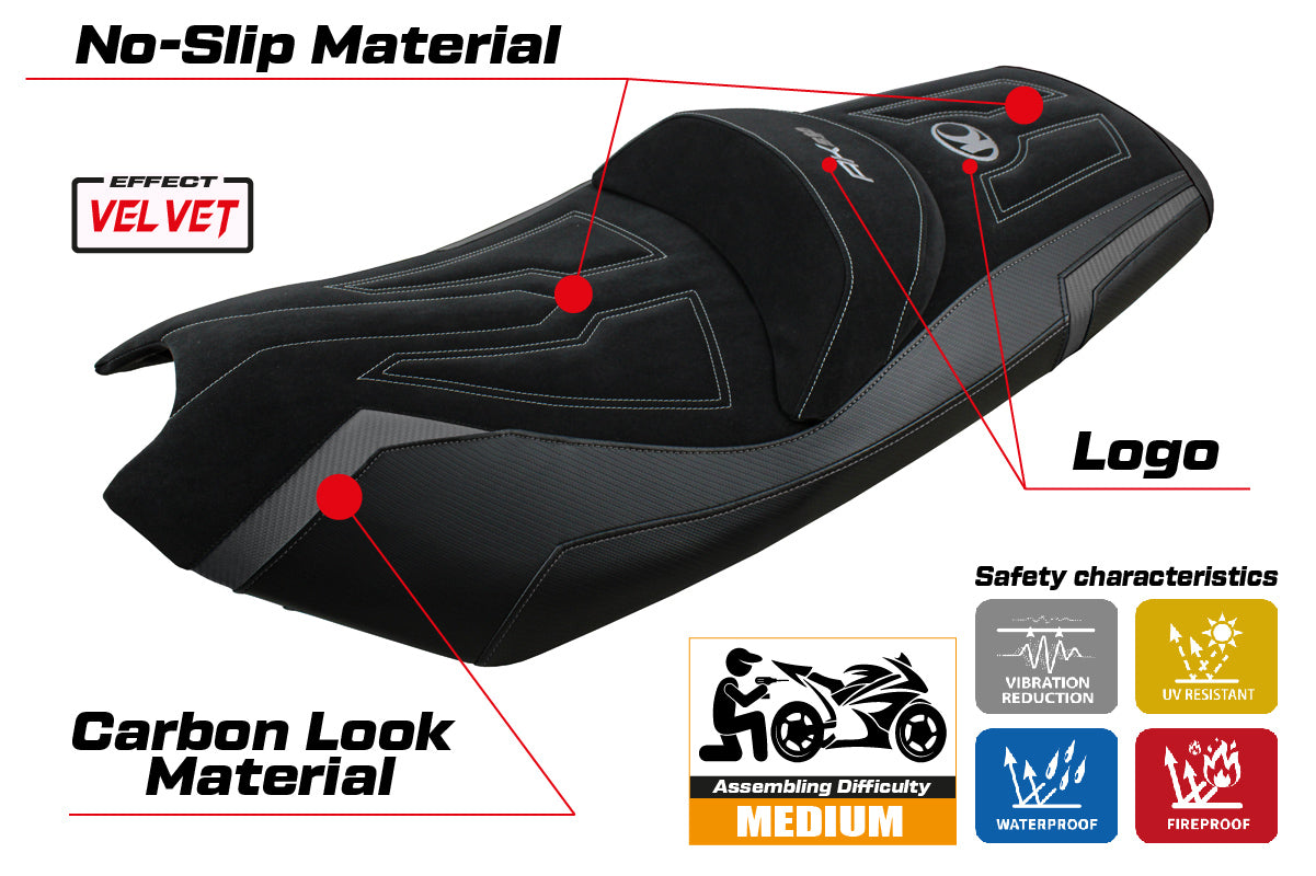 Kymco AK 550 2017-2024 Seat Cover Tappezzeria Italia in Grey and Black