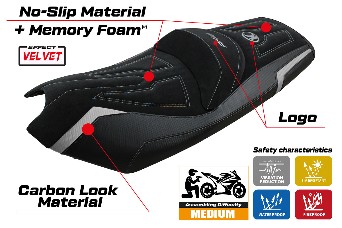 Kymco AK 550 2017-2024 Seat Cover Tappezzeria Italia Comfort in Grey and Silver