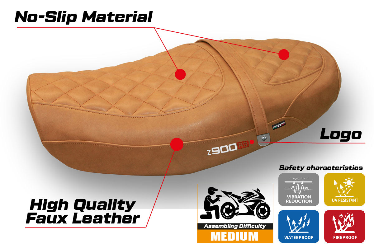 Kawasaki Z900RS 2018-2025 Seat Cover Tappezzeria Leather Camel