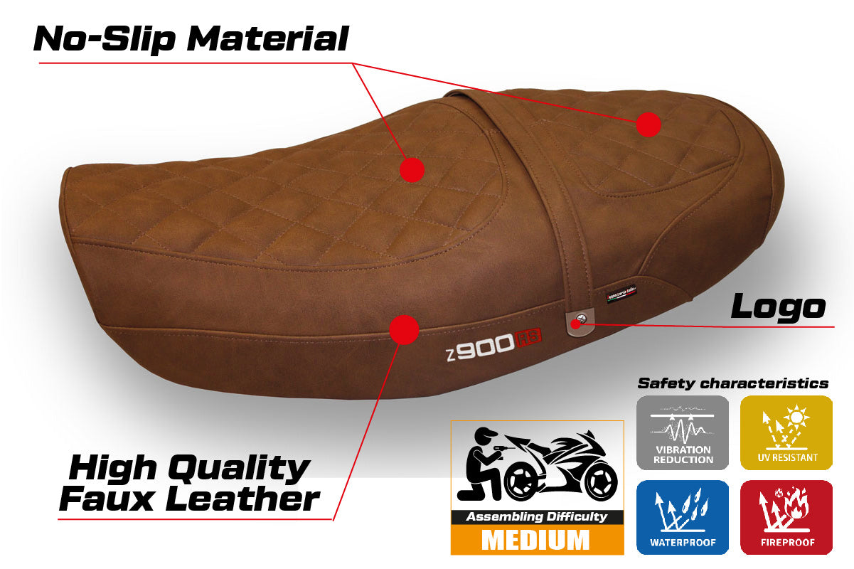 Kawasaki Z900RS 2018-2025 Seat Cover Tappezzeria Leather Brown