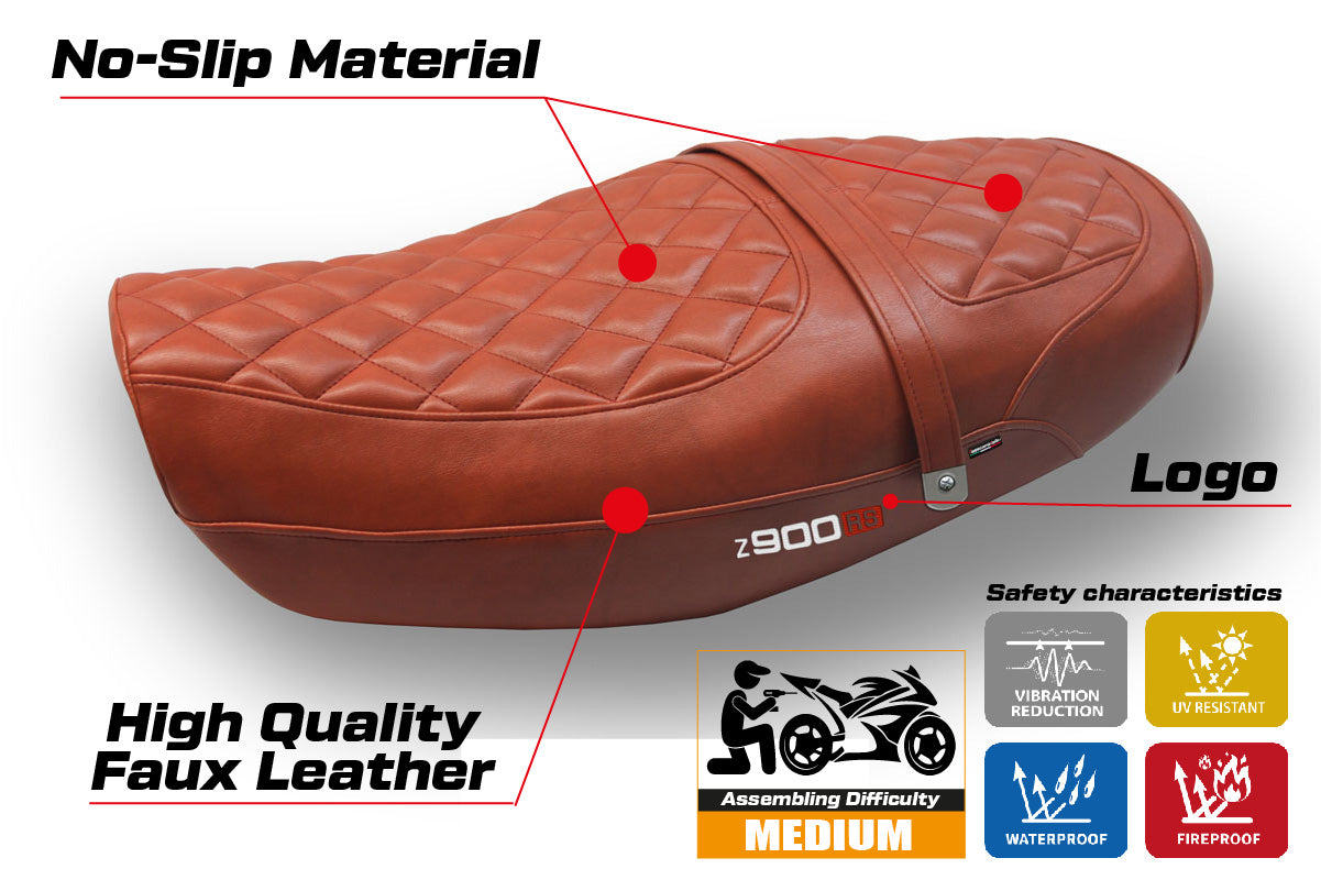 Kawasaki Z900RS 2018-2025 Seat Cover Tappezzeria Leather Brick