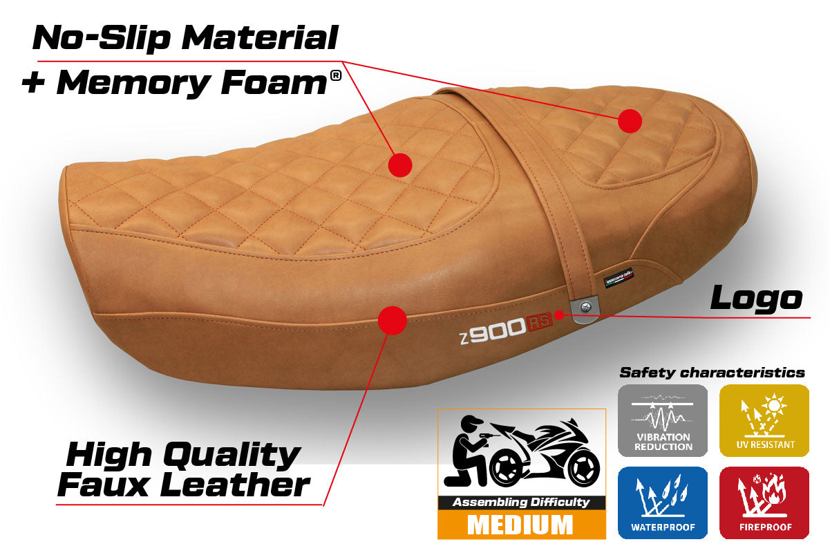 Kawasaki Z900RS 2018-2025 Seat Cover Tappezzeria Comfort Leather Camel