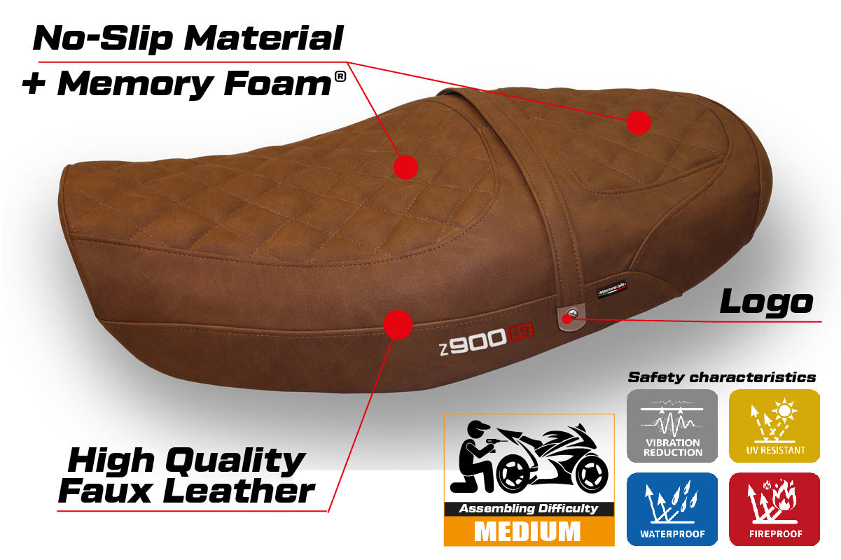 Kawasaki Z900RS 2018-2025 Seat Cover Tappezzeria Comfort Leather Brown