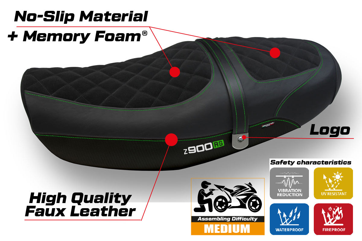 Kawasaki Z900RS 2018-2025 Seat Cover Tappezzeria Velvet Comfort Green