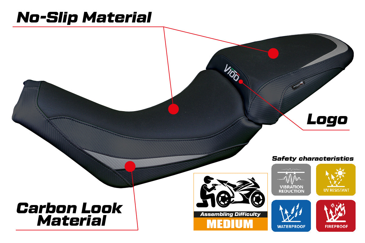 Moto Guzzi V100 Mandello 2022-2025 Seat Cover Tappezzeria Grey Black