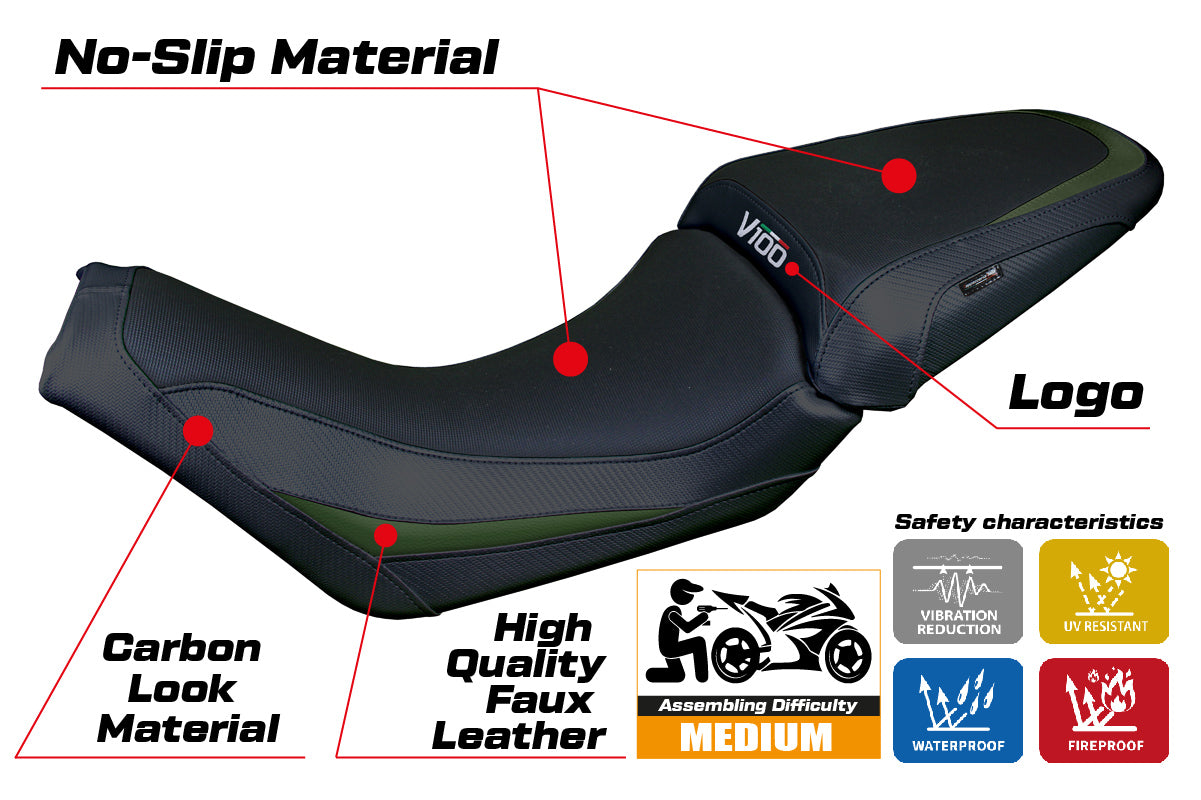 Moto Guzzi V100 Mandello 2022-2025 Seat Cover Tappezzeria Green Black