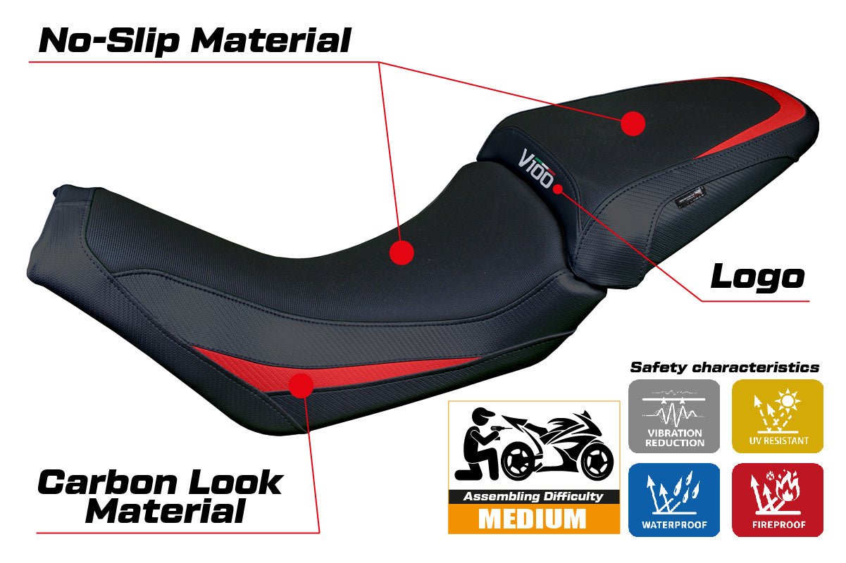 Moto Guzzi V100 Mandello 2022-2025 Seat Cover Tappezzeria Red Black