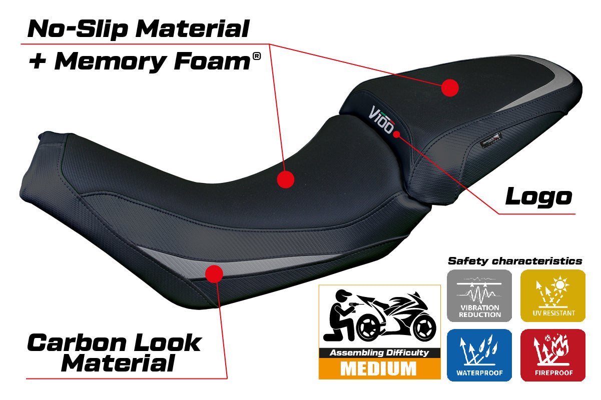 Moto Guzzi V100 Mandello 2022-2025 Seat Cover Tappezzeria Comfort Grey