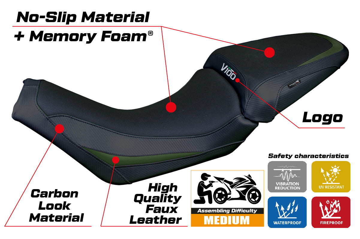 Moto Guzzi V100 Mandello 2022-2025 Seat Cover Tappezzeria Comfort Green