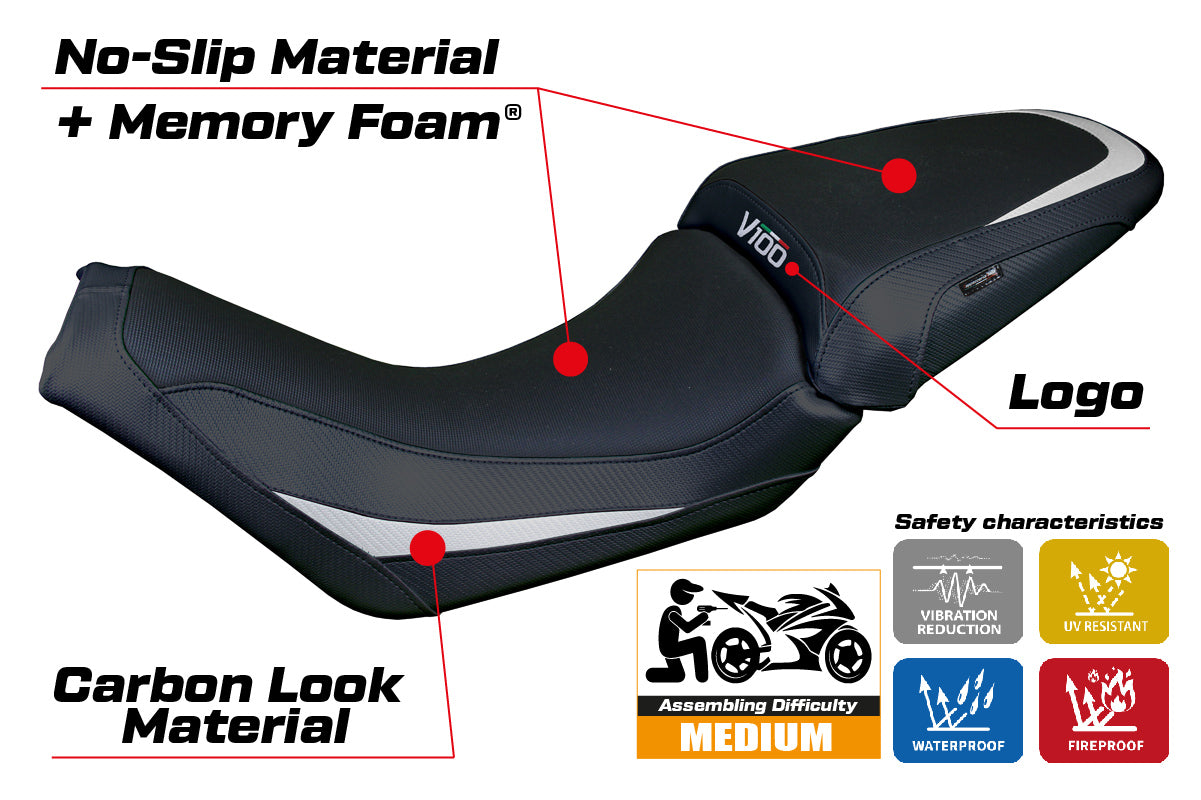 Moto Guzzi V100 Mandello 2022-2025 Seat Cover Tappezzeria Comfort Silver