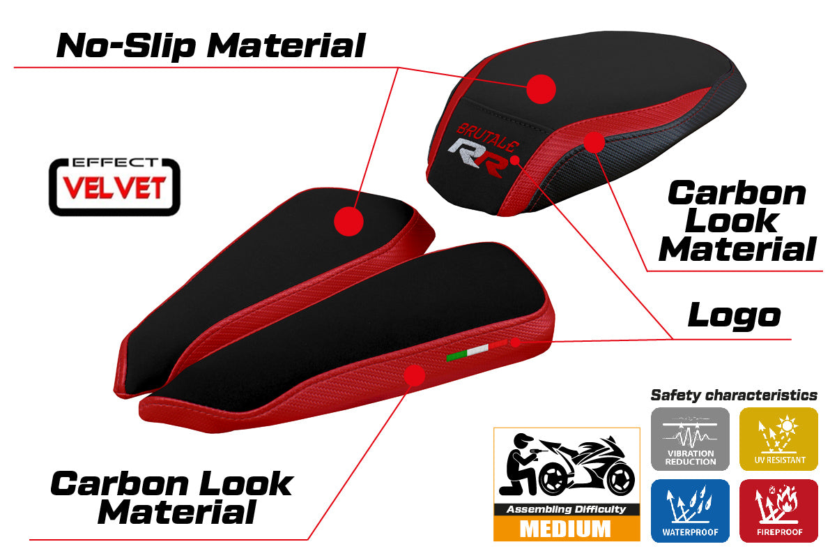 MV Agusta Brutale 1000RR 2020-2025 Seat Cover Tappezzeria Italia in Red and Black