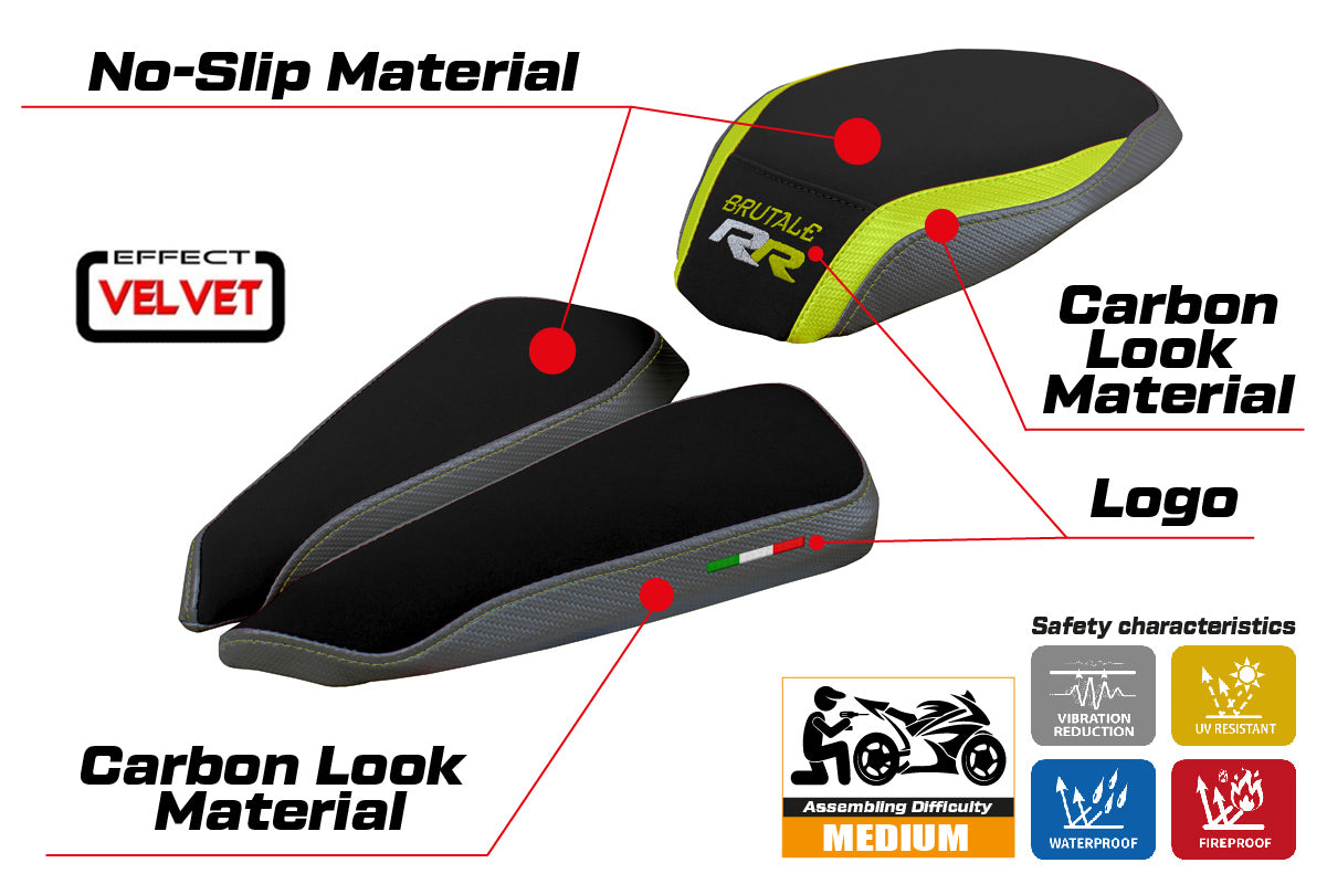 MV Agusta Brutale 1000RR 2020-2025 Seat Cover Tappezzeria Italia in Yellow Grey