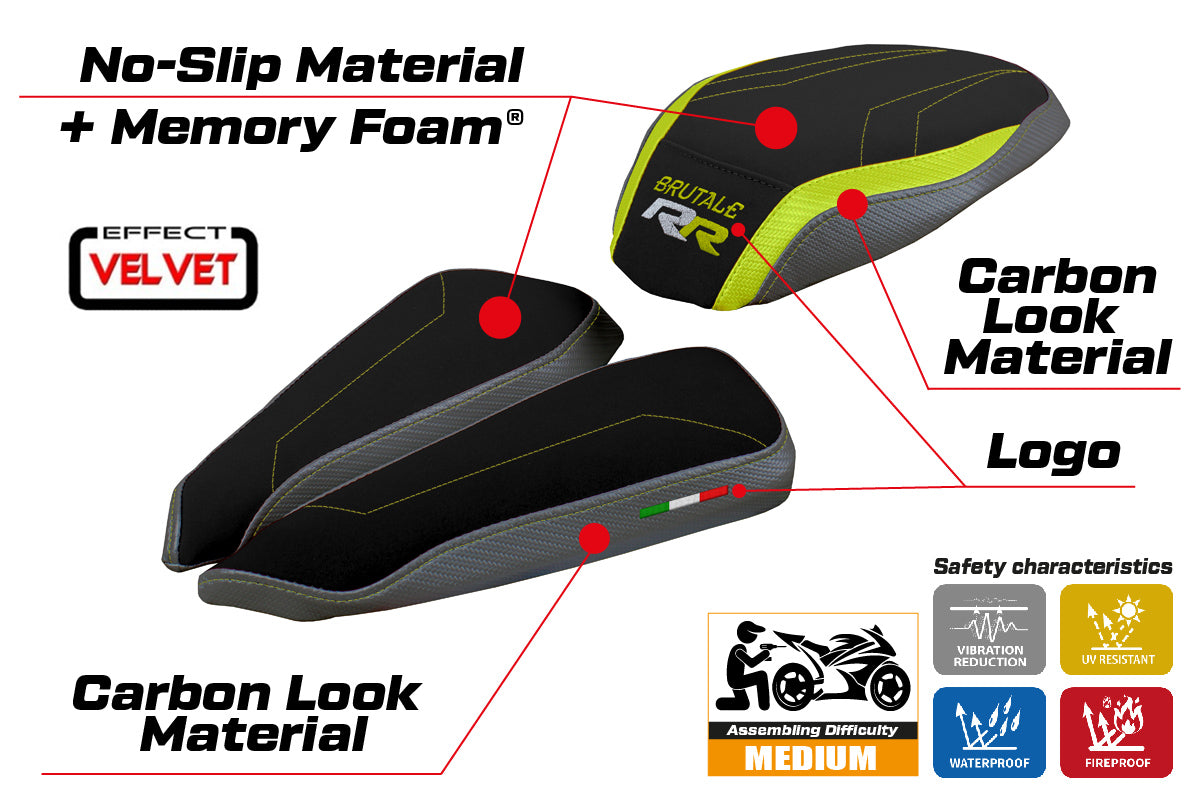 MV Agusta Brutale 1000RR 2020-2025 Seat Cover Tappezzeria Italia Comfort in Yellow and Grey