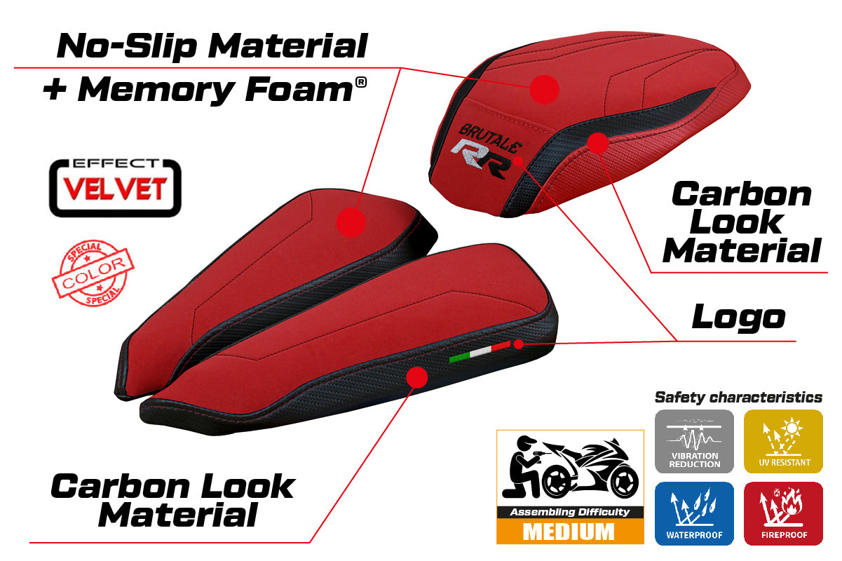 MV Agusta Brutale 1000RR 2020-2025 Seat Cover Tappezzeria Italia Comfort in Black and Red
