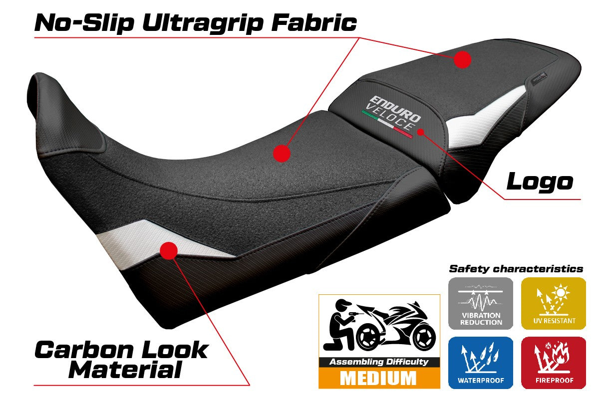 MV Agusta Enduro Veloce 2024-2025 Seat Cover Tappezzeria Ultragrip White Black