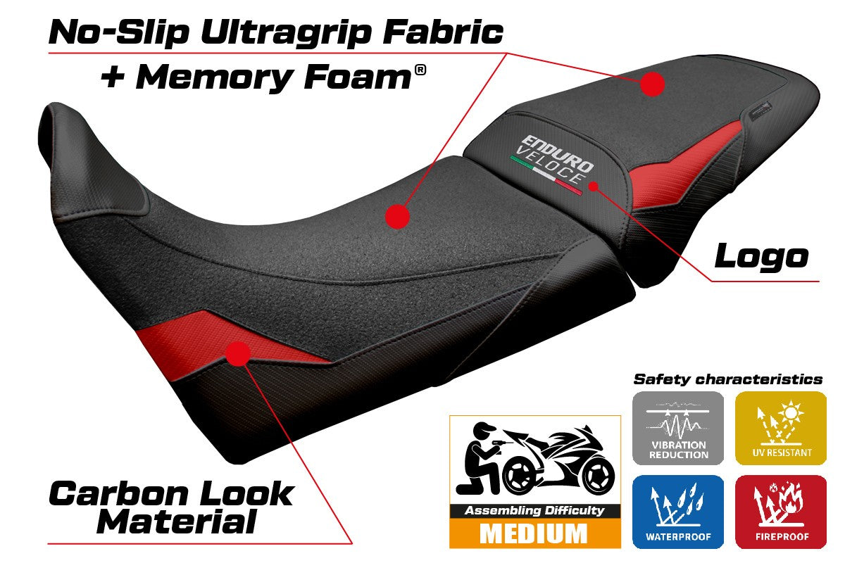 MV Agusta Enduro Veloce 2024-2025 Seat Cover Tappezzeria Comfort Ultragrip Red