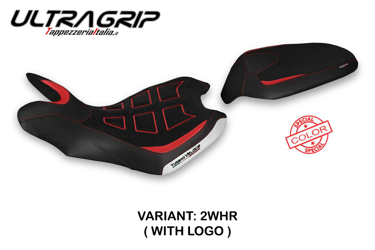 MV Agusta Turismo Veloce 2021-2025 Seat Cover Tappezzeria Italia Ultragrip in White in Red SE