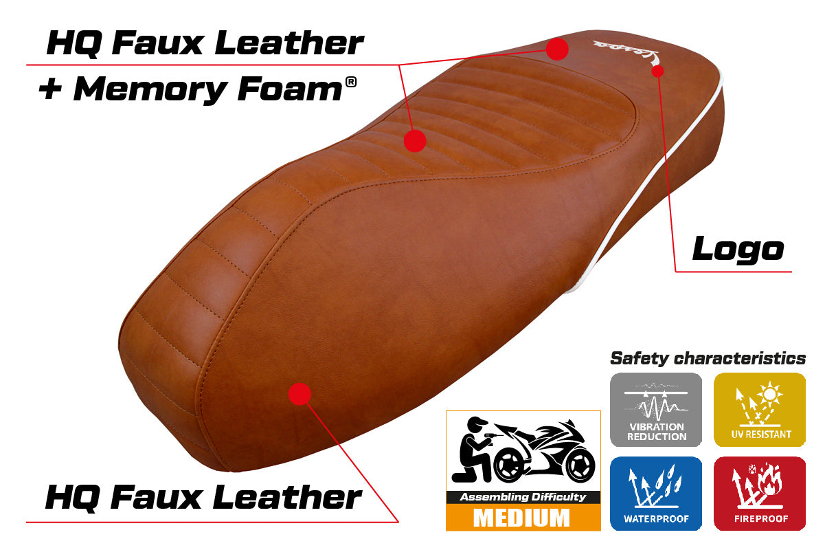 Vespa GTS 125 150 300 2009-2024 Seat Cover Tappezzeria Italia Comfort in Brown