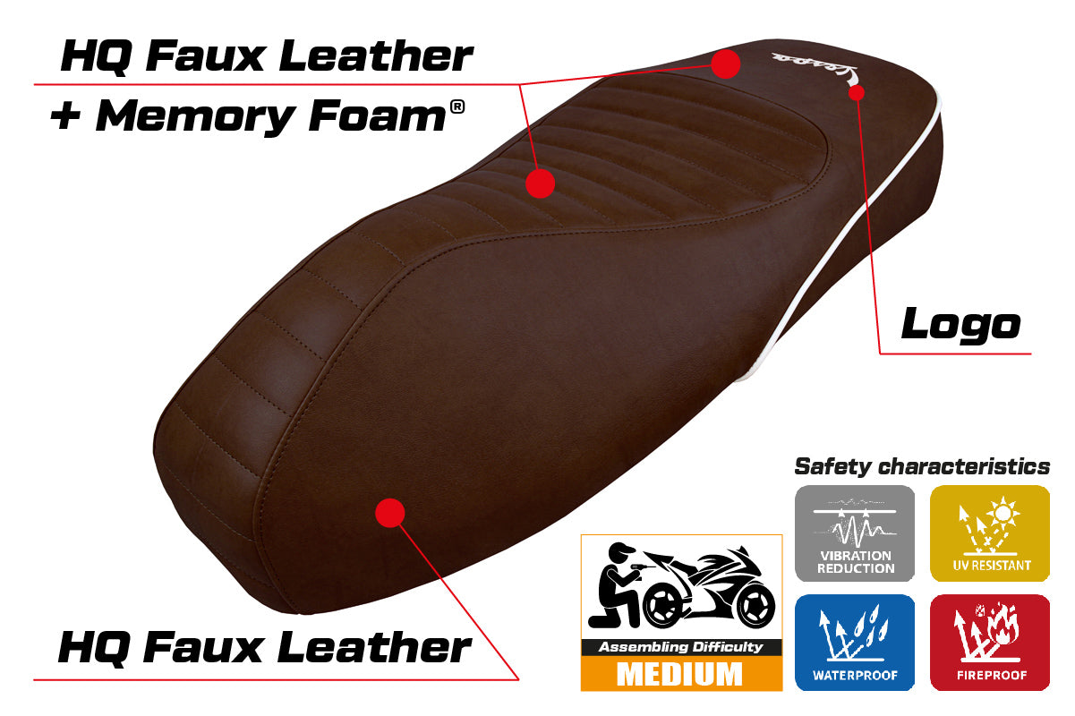 Vespa GTS 125 150 300 2009-2024 Seat Cover Tappezzeria Italia Comfort in Dark Brown