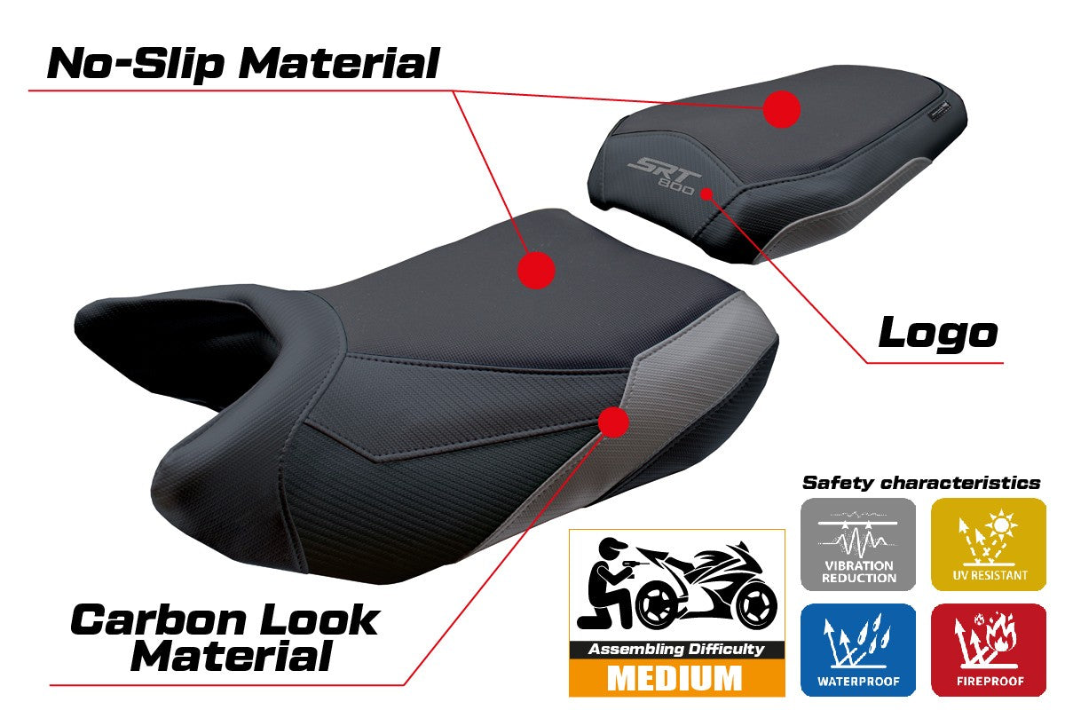 QJ Motor SRT 800 X / S / SX 2023-2025 Seat Cover Tappezzeria Grey Black