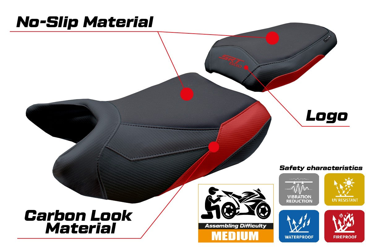 QJ Motor SRT 800 X / S / SX 2023-2025 Seat Cover Tappezzeria Red Black