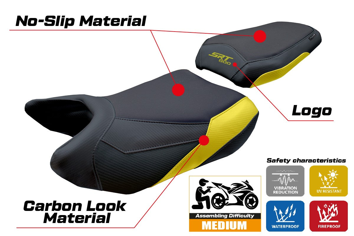 QJ Motor SRT 800 X / S / SX 2023-2025 Seat Cover Tappezzeria Yellow Black