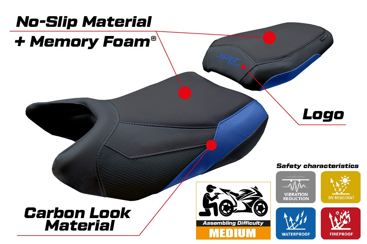 QJ Motor SRT 800 X / S / SX 2023-2025 Seat Cover Tappezzeria Comfort Blue Black