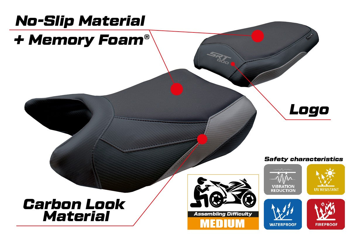 QJ Motor SRT 800 X / S / SX 2023-2025 Seat Cover Tappezzeria Comfort Grey Black