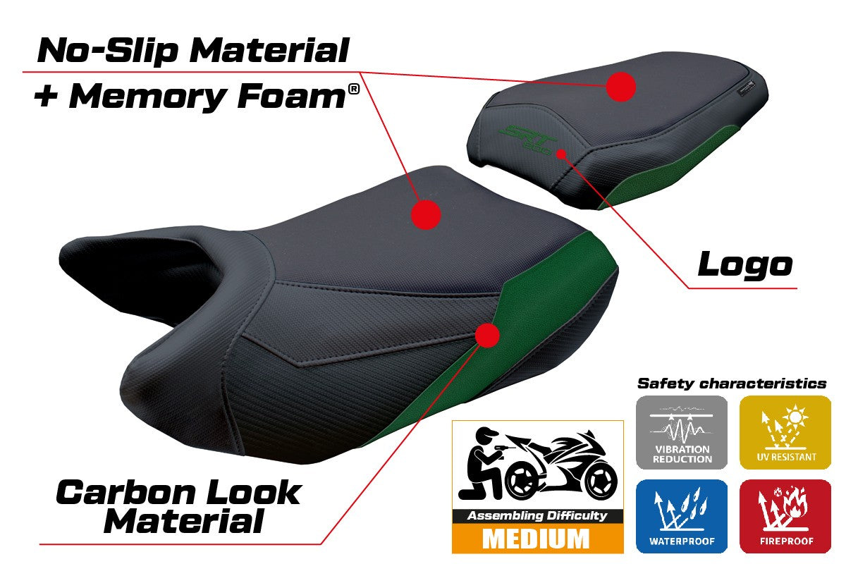 QJ Motor SRT 800 X / S / SX 2023-2025 Seat Cover Tappezzeria Comfort Army Green